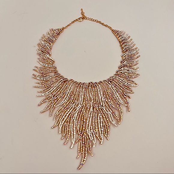 NWT CRYSTAL STATEMENT CHOKER NECKLACE & EARRINGS BRIDAL WOMEN JEWELRY SET - Picture 8 of 11